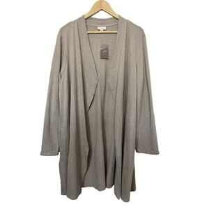 J Jill Womens Open Front‎ Draped Cardigan Size 1X Natural Lagenlook Travel NWT